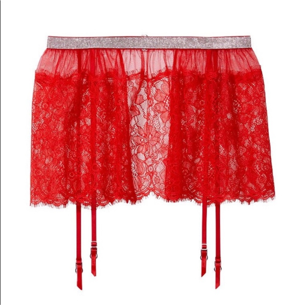 Victoria Secret Red Lace Garter Skirt